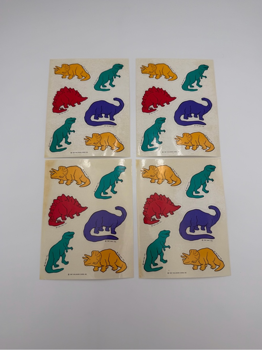 Vintage 1987 Hallmark Prehistoric Dinosaurs Sticker Sheets 4 Sheets Unused Rare